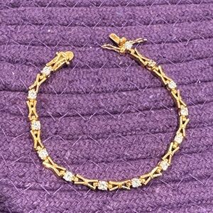*Gold-Tone Crystal Link Bracelet for Women